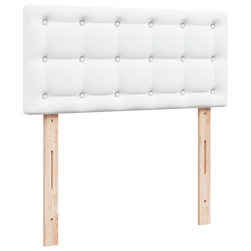 Pat box spring cu saltea, alb, 100x200 cm, piele ecologică