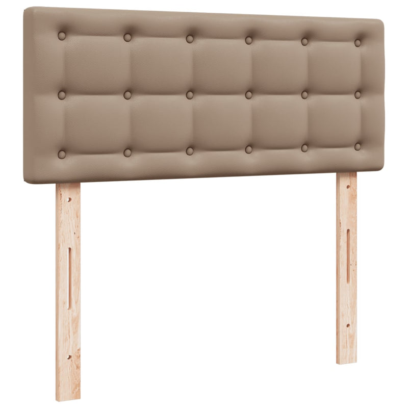 Pat box spring cu saltea, cappuccino, 100x200cm piele ecologică