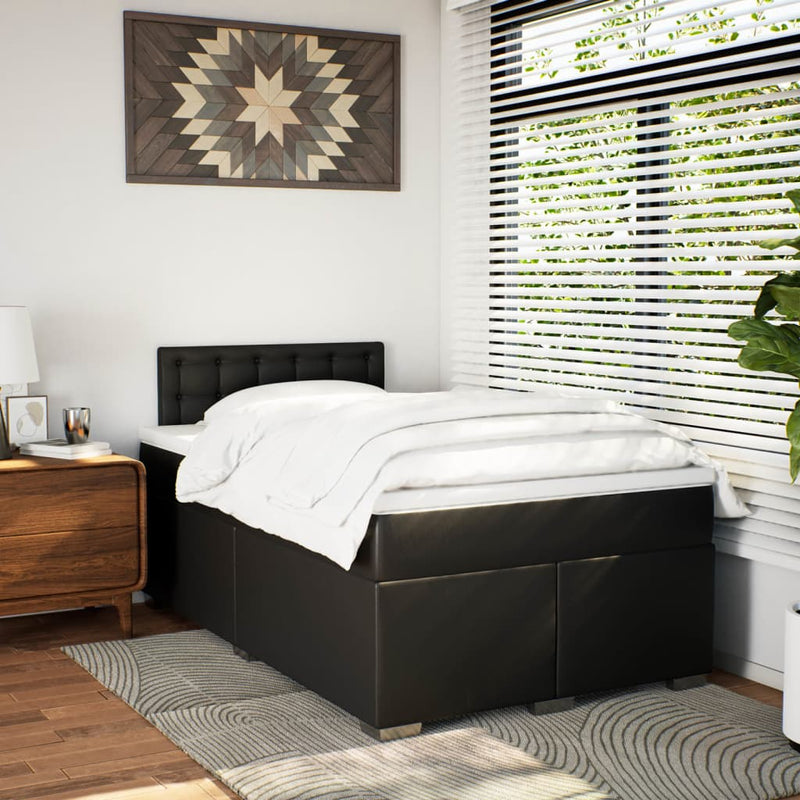 Pat box spring cu saltea, negru, 120x190 cm, piele ecologică