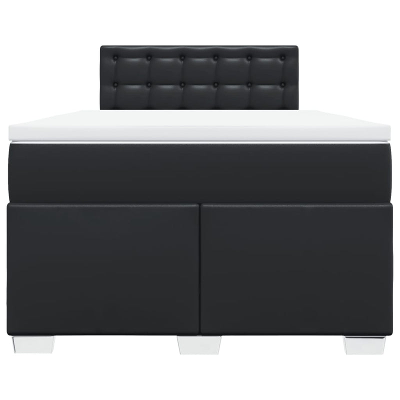 Pat box spring cu saltea, negru, 120x190 cm, piele ecologică