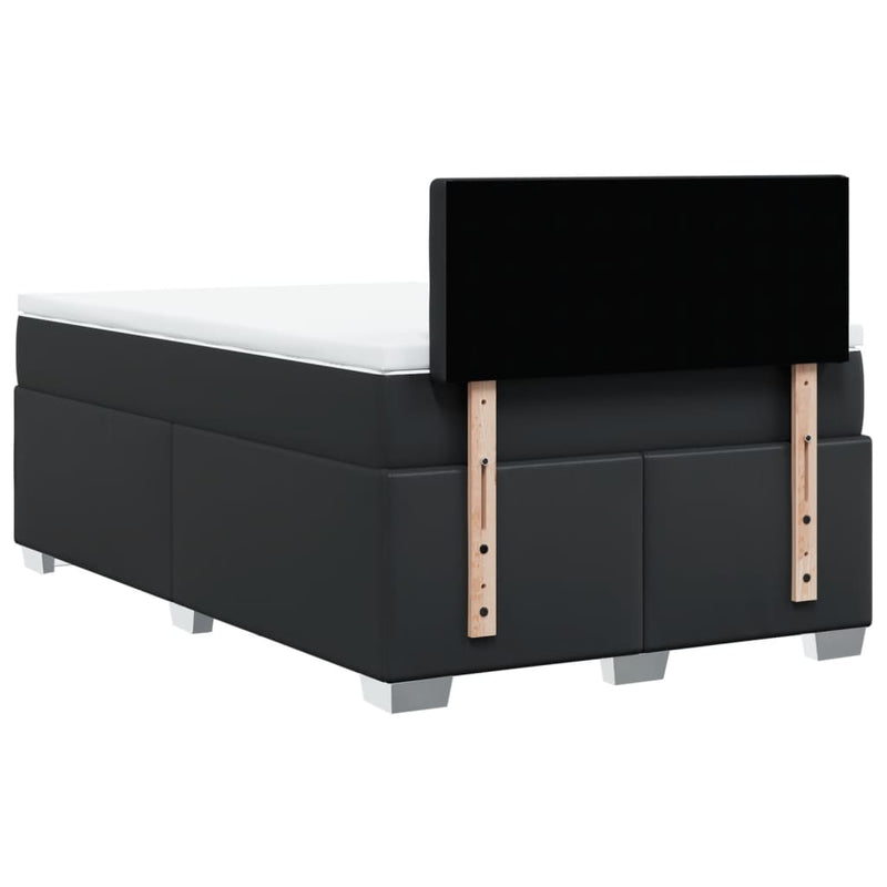 Pat box spring cu saltea, negru, 120x190 cm, piele ecologică