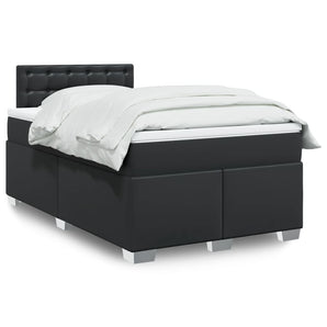 Pat continental cu saltea, negru, 120x200 cm, piele ecologică