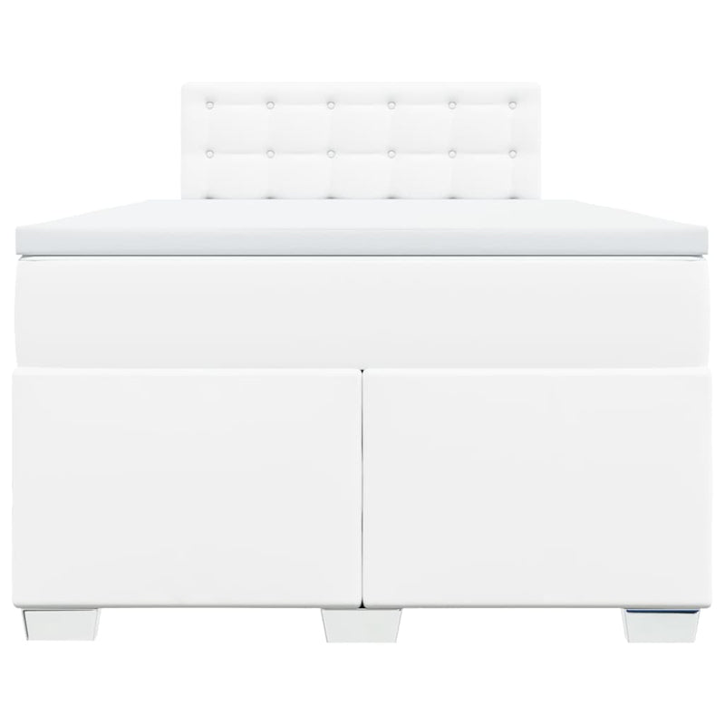 Pat box spring cu saltea, alb, 120x200 cm, piele ecologică