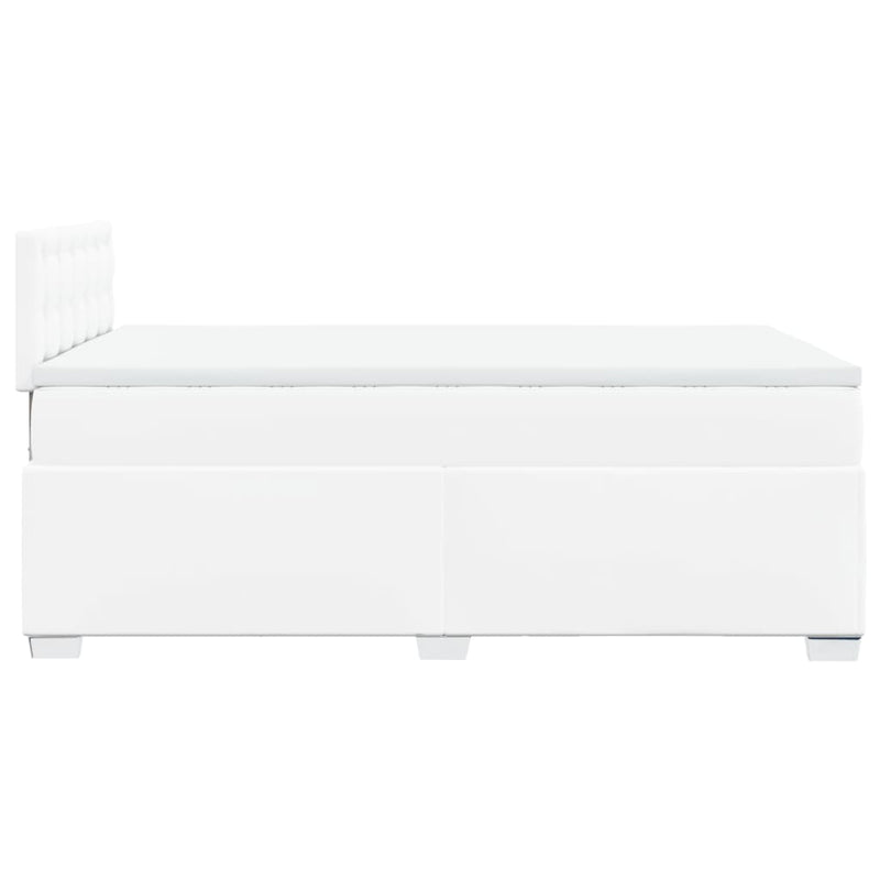 Pat box spring cu saltea, alb, 120x200 cm, piele ecologică