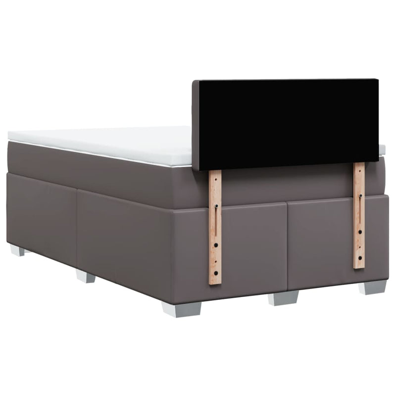 Pat box spring cu saltea, gri, 120x200 cm, piele ecologică