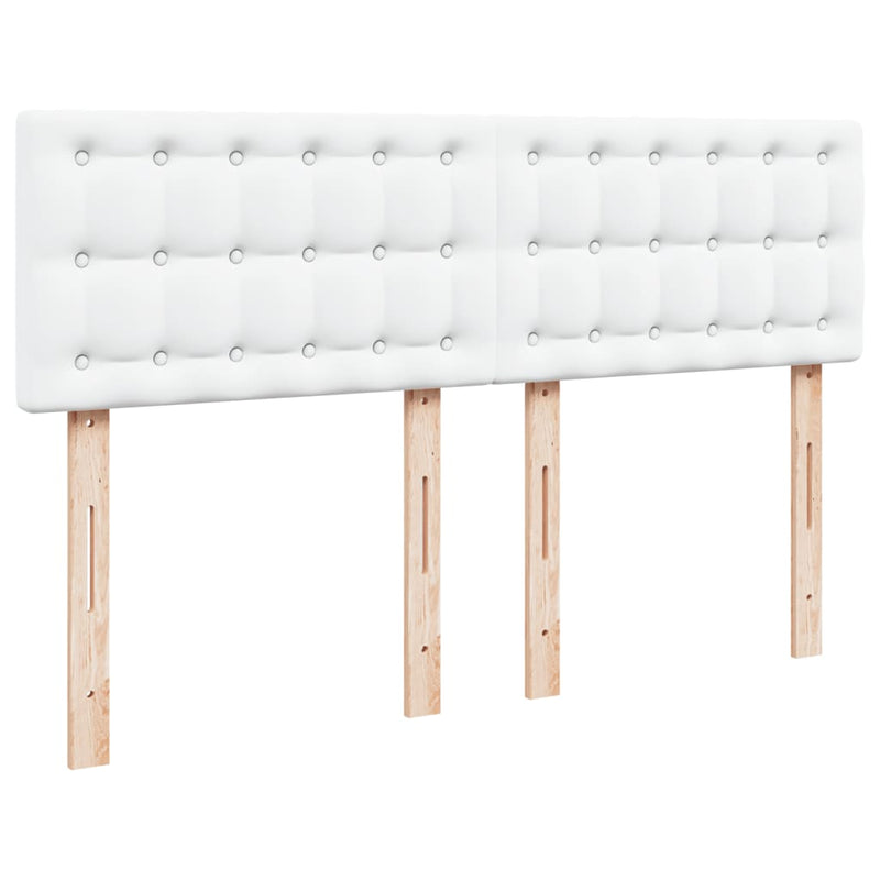 Pat box spring cu saltea, alb, 140x190 cm, piele ecologică