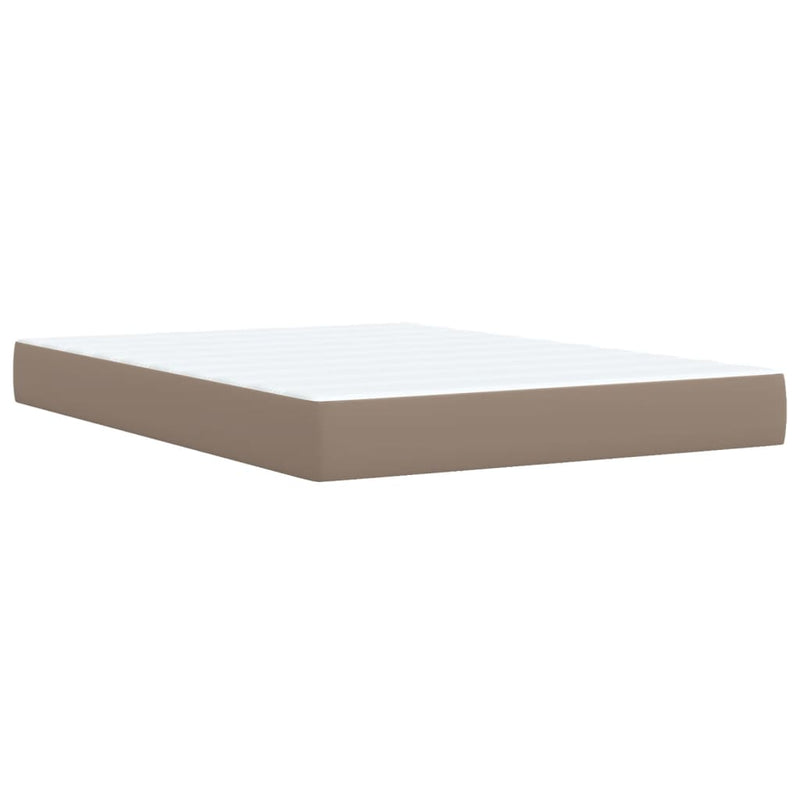 Pat box spring cu saltea, cappuccino, 140x200cm piele ecologică