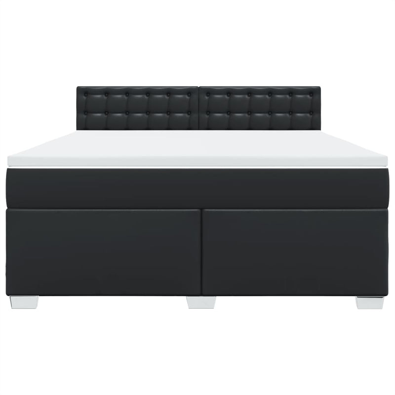 Pat box spring cu saltea, negru, 180x200 cm, piele ecologică