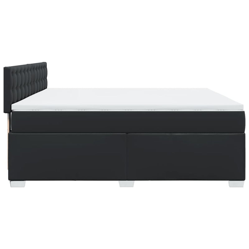 Pat box spring cu saltea, negru, 180x200 cm, piele ecologică