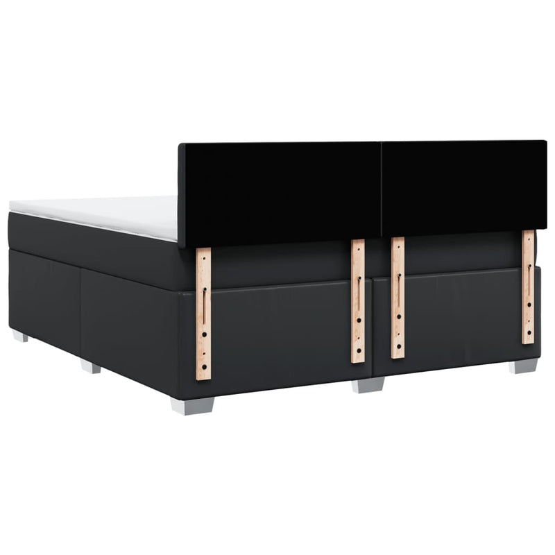 Pat box spring cu saltea, negru, 180x200 cm, piele ecologică