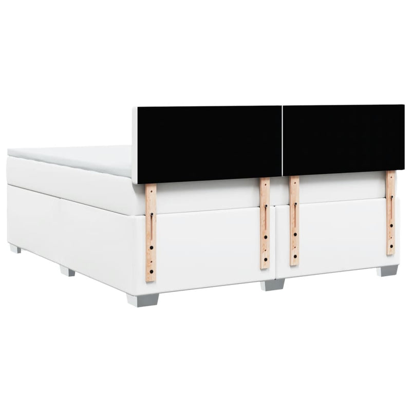 Pat box spring cu saltea, alb, 180x200 cm, piele ecologică