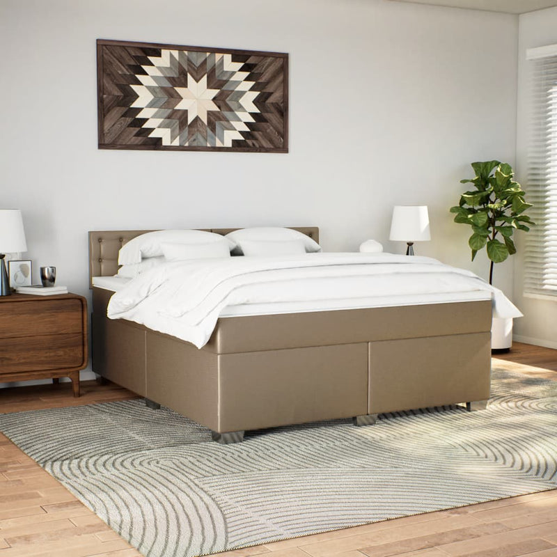 Pat box spring cu saltea, cappuccino, 180x200cm piele ecologică
