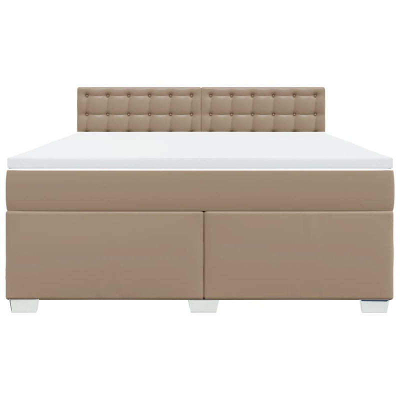 Pat box spring cu saltea, cappuccino, 180x200cm piele ecologică