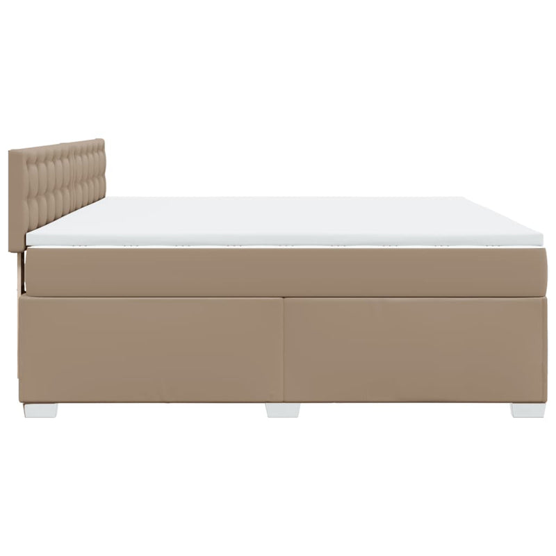 Pat box spring cu saltea, cappuccino, 180x200cm piele ecologică