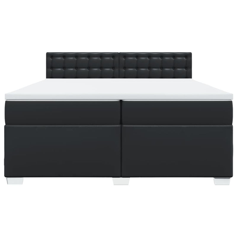 Pat box spring cu saltea, negru, 200x200 cm, piele ecologică
