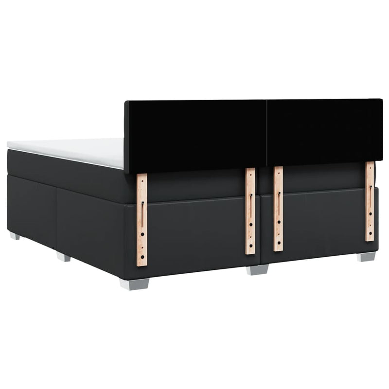 Pat box spring cu saltea, negru, 200x200 cm, piele ecologică