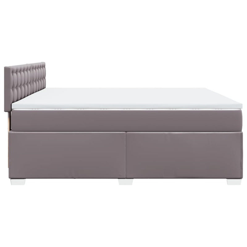 Pat continental cu saltea, gri, 200x200 cm, piele ecologică