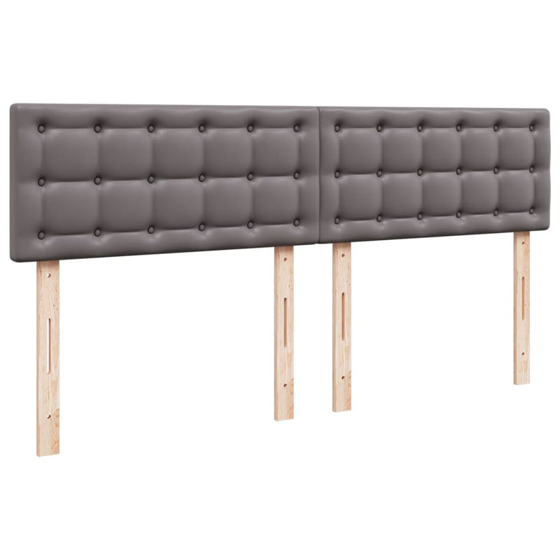 Pat continental cu saltea, gri, 200x200 cm, piele ecologică