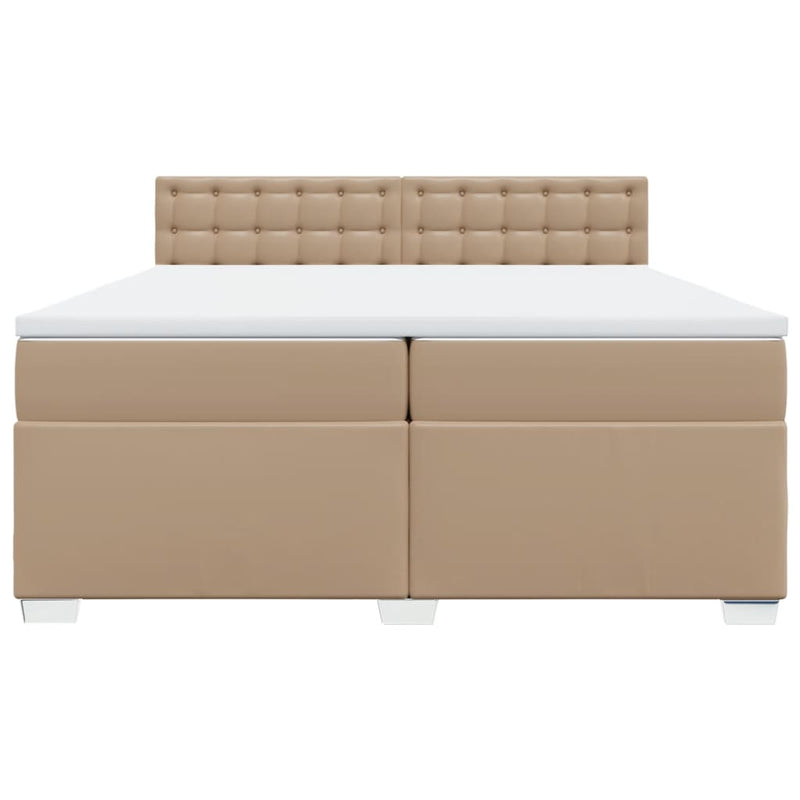 Pat continental cu saltea, cappuccino, 200x200 cm, piele eco
