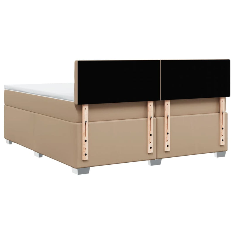 Pat continental cu saltea, cappuccino, 200x200 cm, piele eco