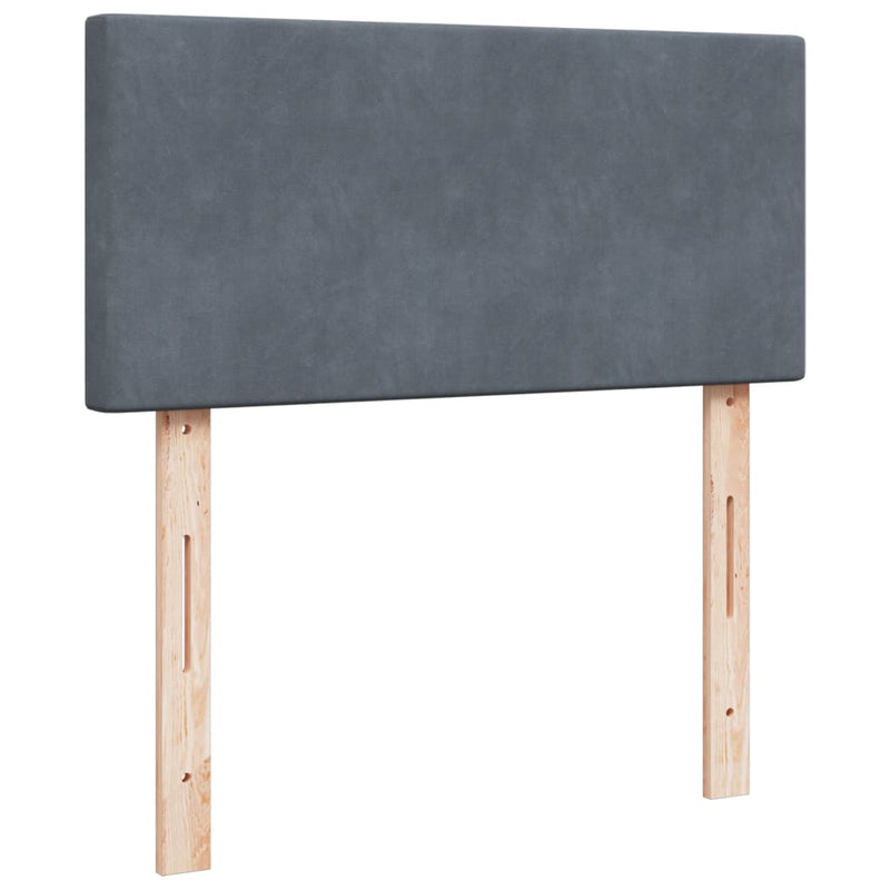 Pat box spring cu saltea, gri închis, 80x200 cm, catifea