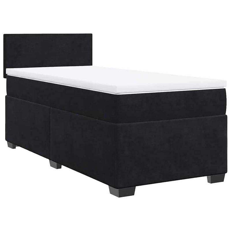 Pat box spring cu saltea, negru, 80x200 cm, catifea