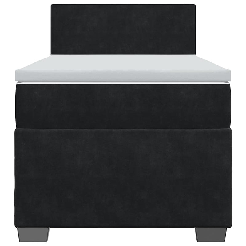 Pat box spring cu saltea, negru, 80x200 cm, catifea