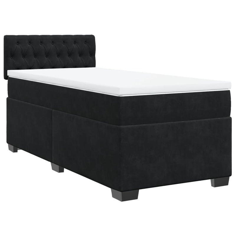 Pat box spring cu saltea, negru, 80x200 cm, catifea