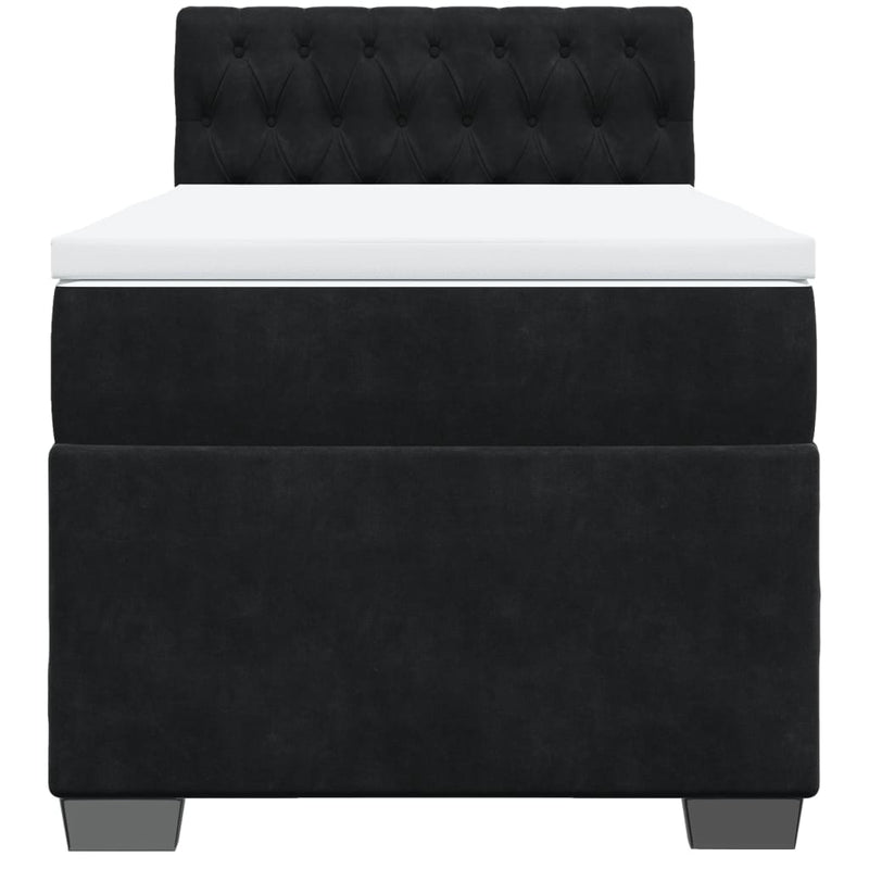 Pat box spring cu saltea, negru, 80x200 cm, catifea