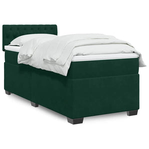 Pat continental cu saltea, verde închis, 80x200 cm, catifea
