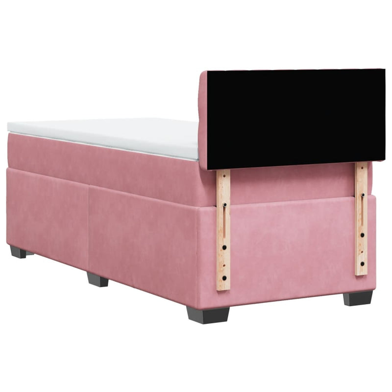 Pat box spring cu saltea, roz, 80x200 cm, catifea