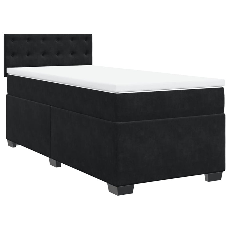 Pat box spring cu saltea, negru, 80x200 cm, catifea