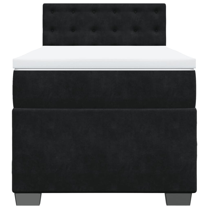 Pat box spring cu saltea, negru, 80x200 cm, catifea