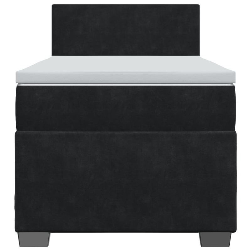 Pat box spring cu saltea, negru, 90x190 cm, catifea