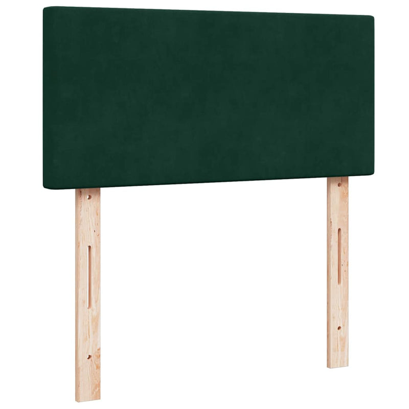 Pat box spring cu saltea, verde închis, 90x190 cm, catifea
