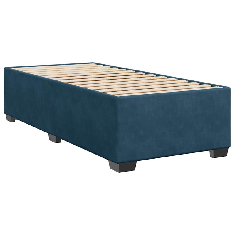 Pat box spring cu saltea, albastru închis, 90x190 cm, catifea
