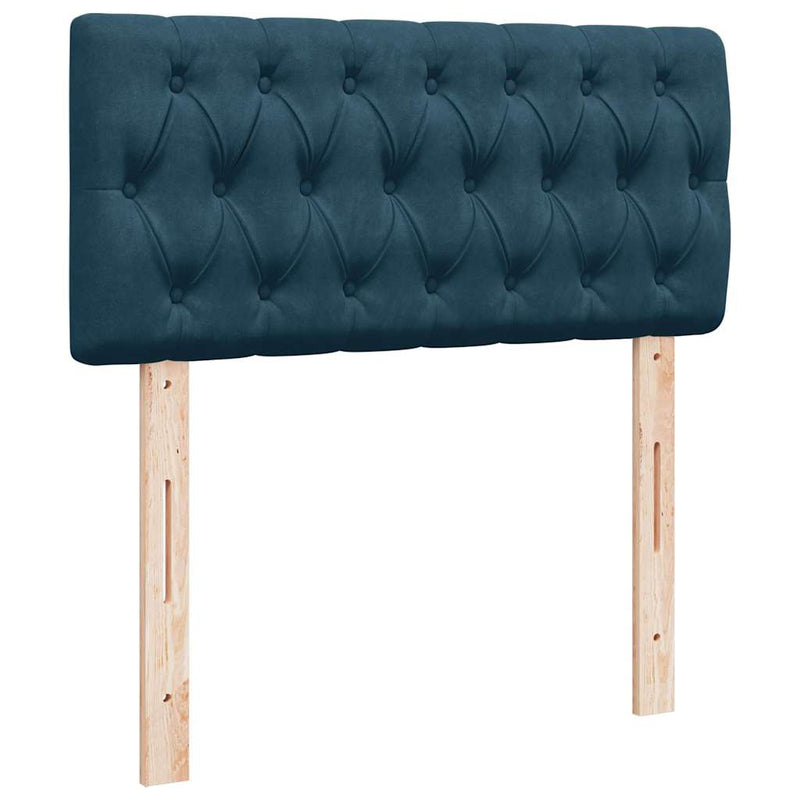 Pat box spring cu saltea, albastru închis, 90x190 cm, catifea