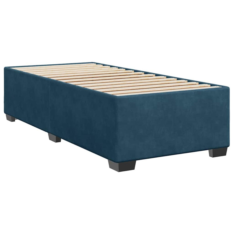 Pat box spring cu saltea, albastru închis, 90x190 cm, catifea