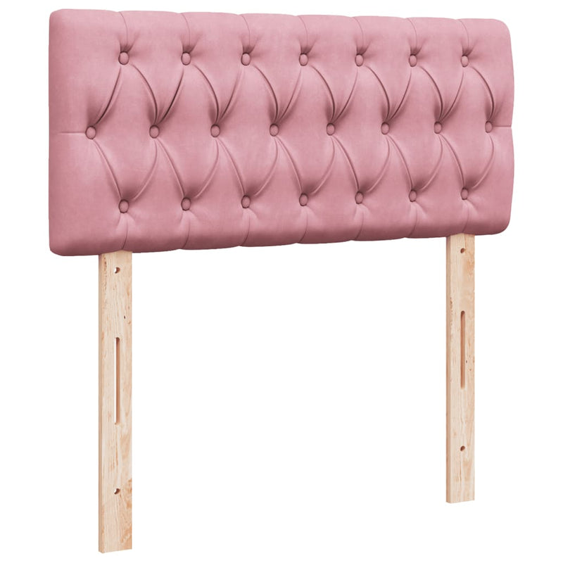 Pat box spring cu saltea, roz, 90x200 cm, catifea