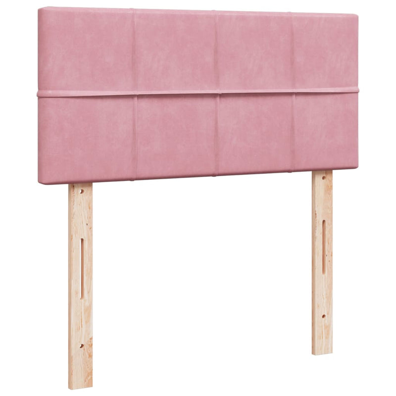 Pat box spring cu saltea, roz, 90x200 cm, catifea