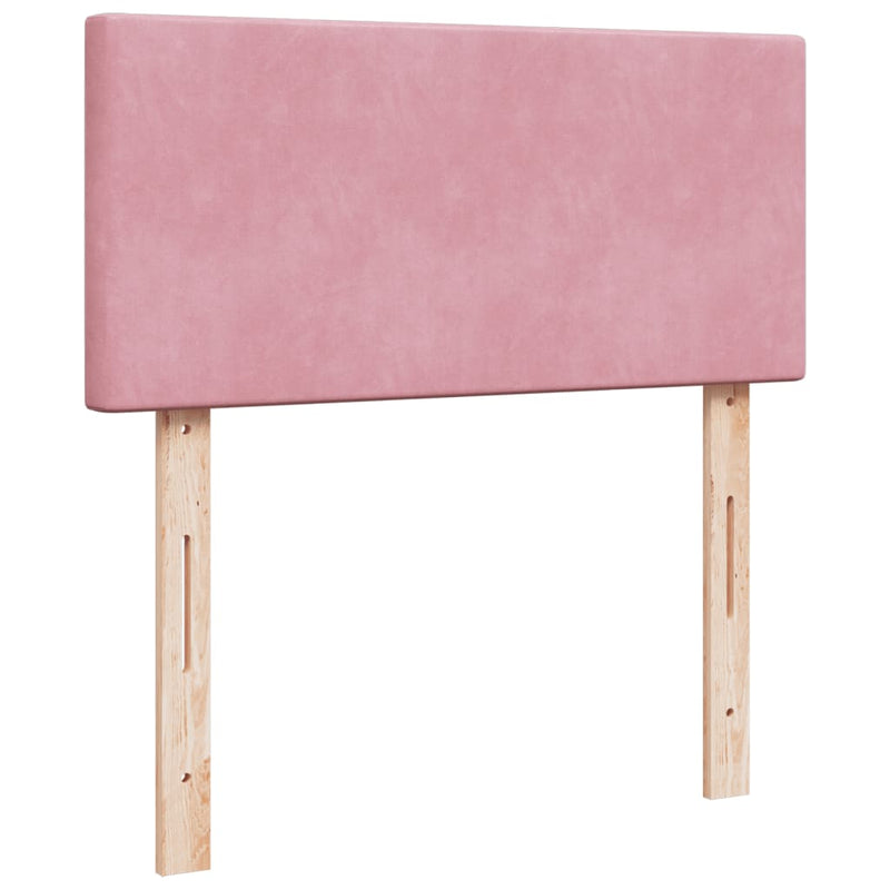 Pat box spring cu saltea, roz, 100x200 cm, catifea