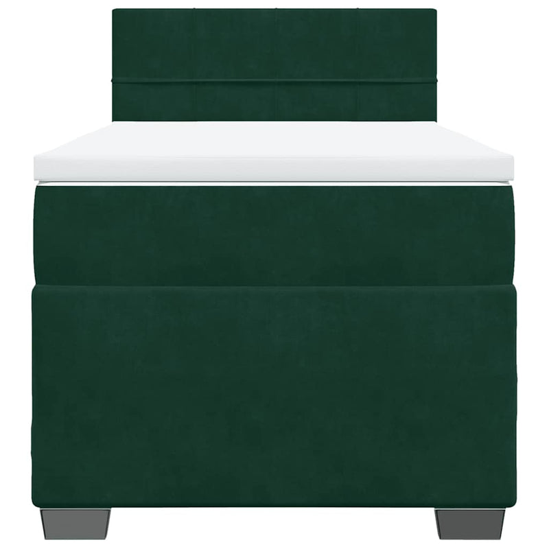 Pat box spring cu saltea, verde închis, 100x200 cm, catifea