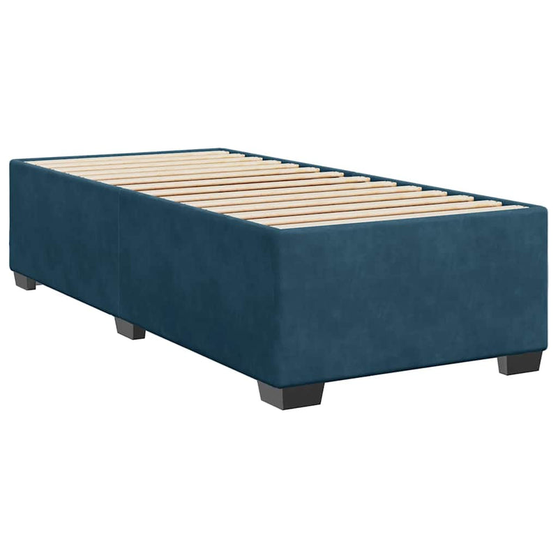 Pat box spring cu saltea, albastru închis, 100x200 cm, catifea