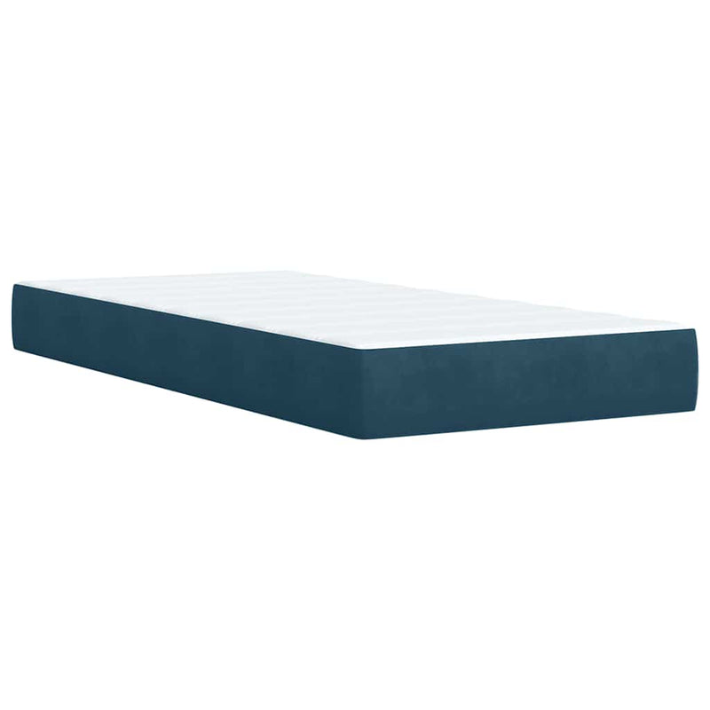 Pat box spring cu saltea, albastru închis, 100x200 cm, catifea