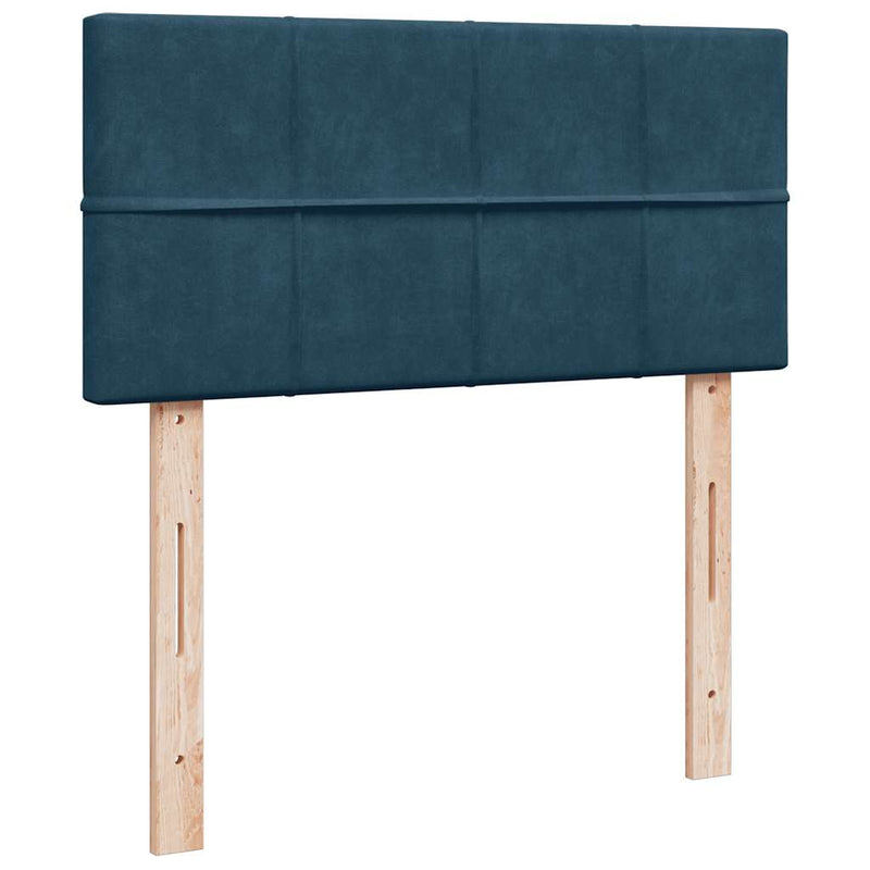 Pat box spring cu saltea, albastru închis, 100x200 cm, catifea