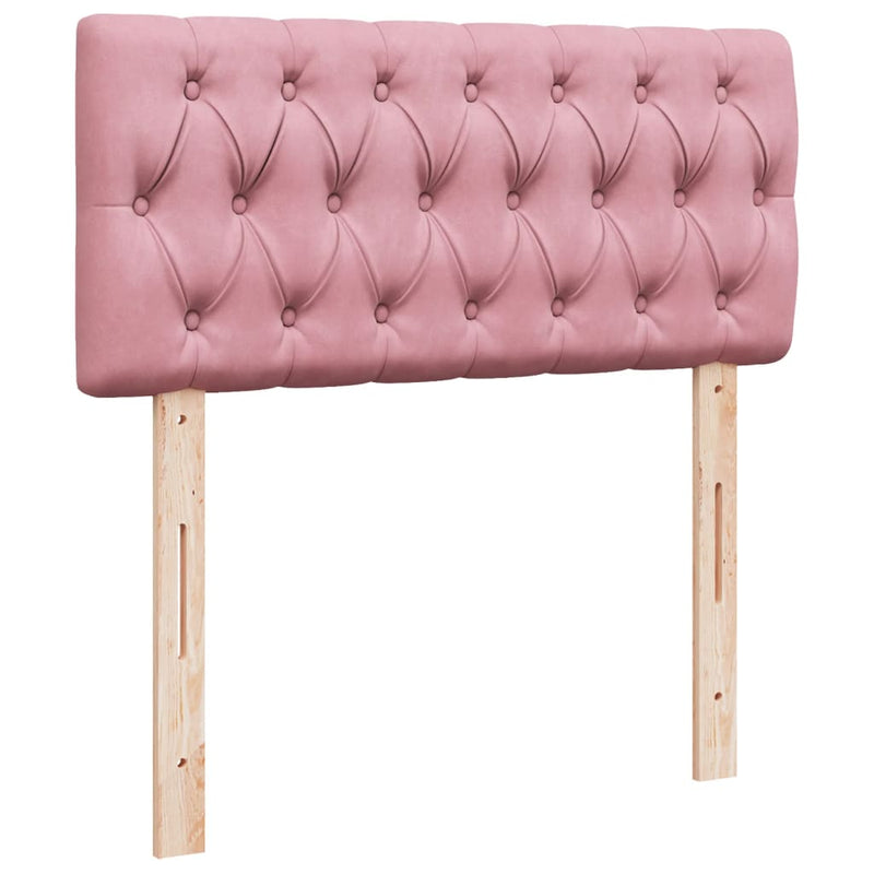 Pat box spring cu saltea, roz, 100x200 cm, catifea