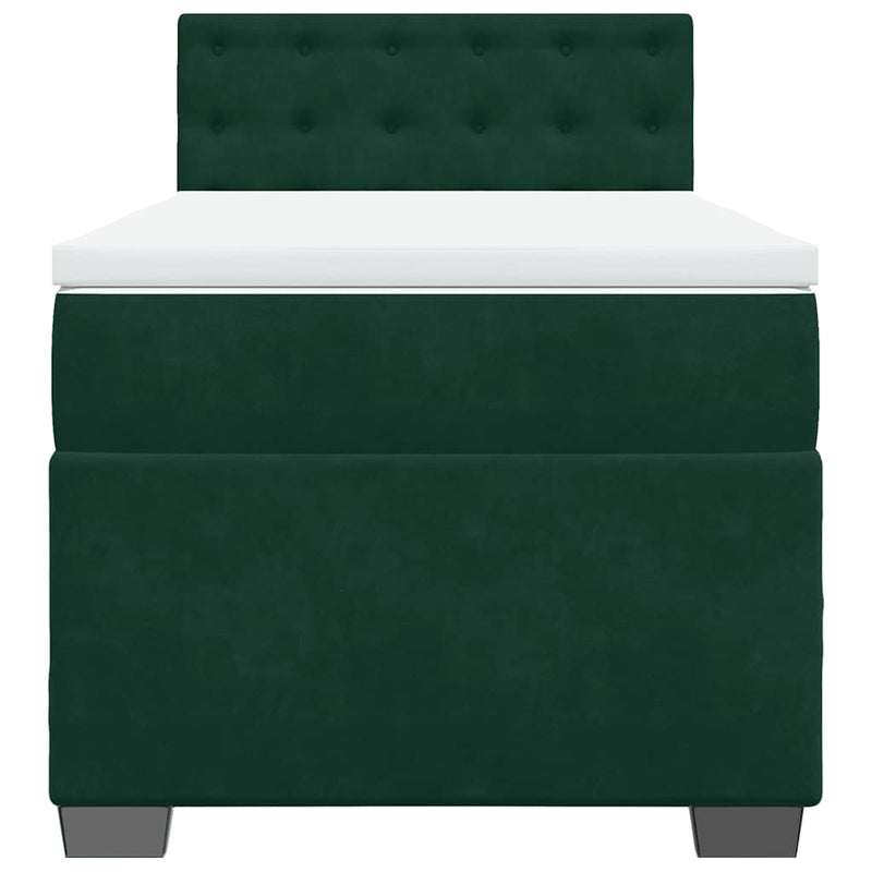 Pat box spring cu saltea, verde închis, 100x200 cm, catifea