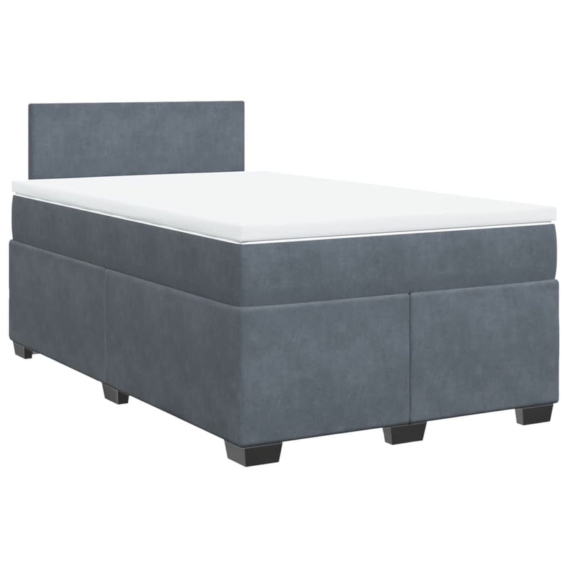 Pat box spring cu saltea, gri închis, 120x190 cm, catifea