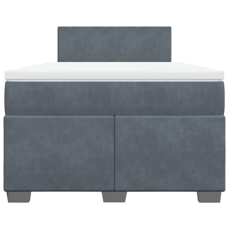 Pat box spring cu saltea, gri închis, 120x190 cm, catifea