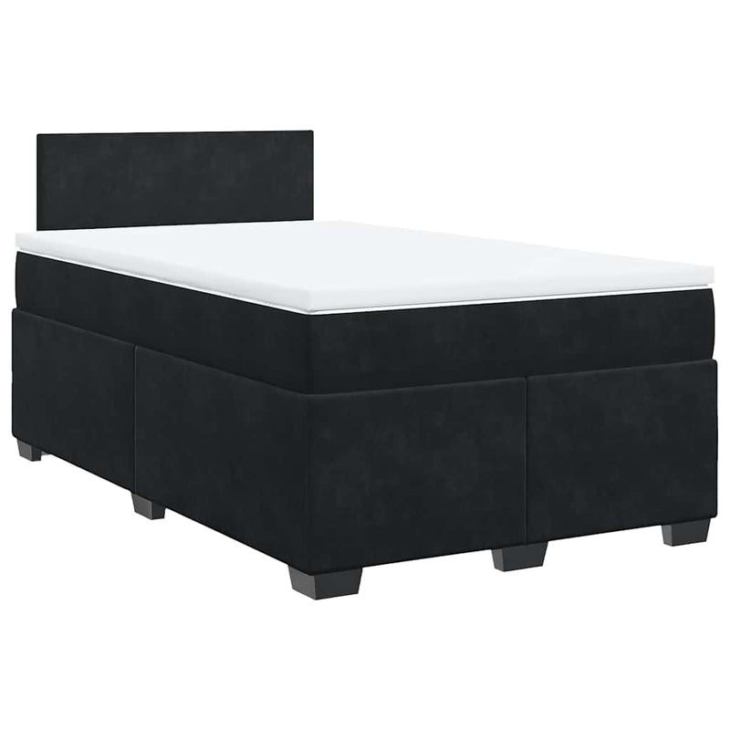 Pat box spring cu saltea, negru, 120x190 cm, catifea